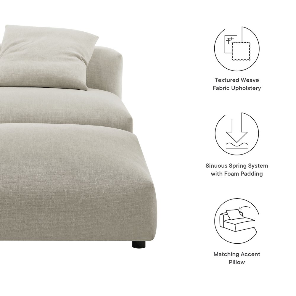 Solace Modular Upholstered Fabric Armless Chair and Ottoman Set. Picture 2