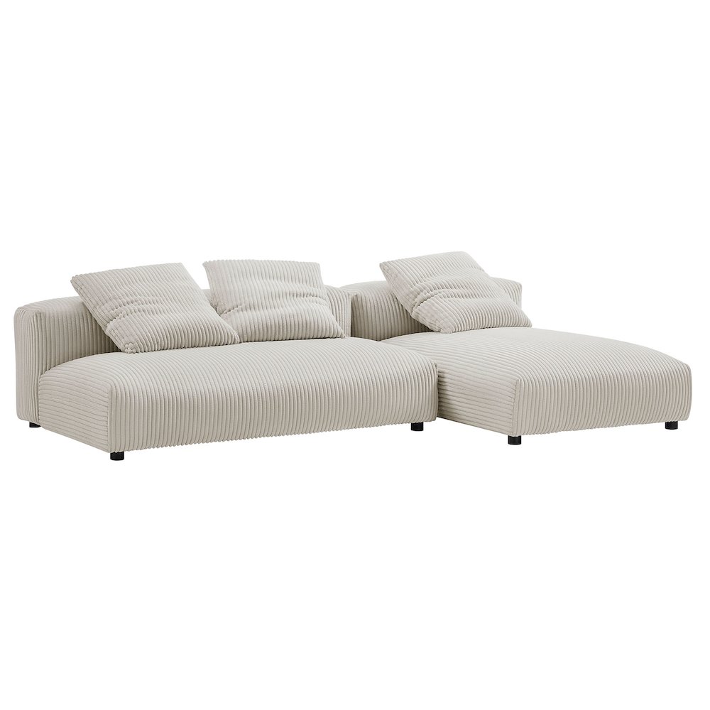 Solace 2-Piece Modular Corduroy Upholstered Sectional Sofa With Chaise. Picture 1