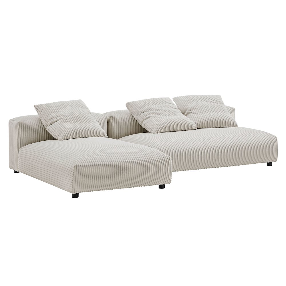 Solace 2-Piece Modular Corduroy Upholstered Sectional Sofa With Chaise. Picture 3