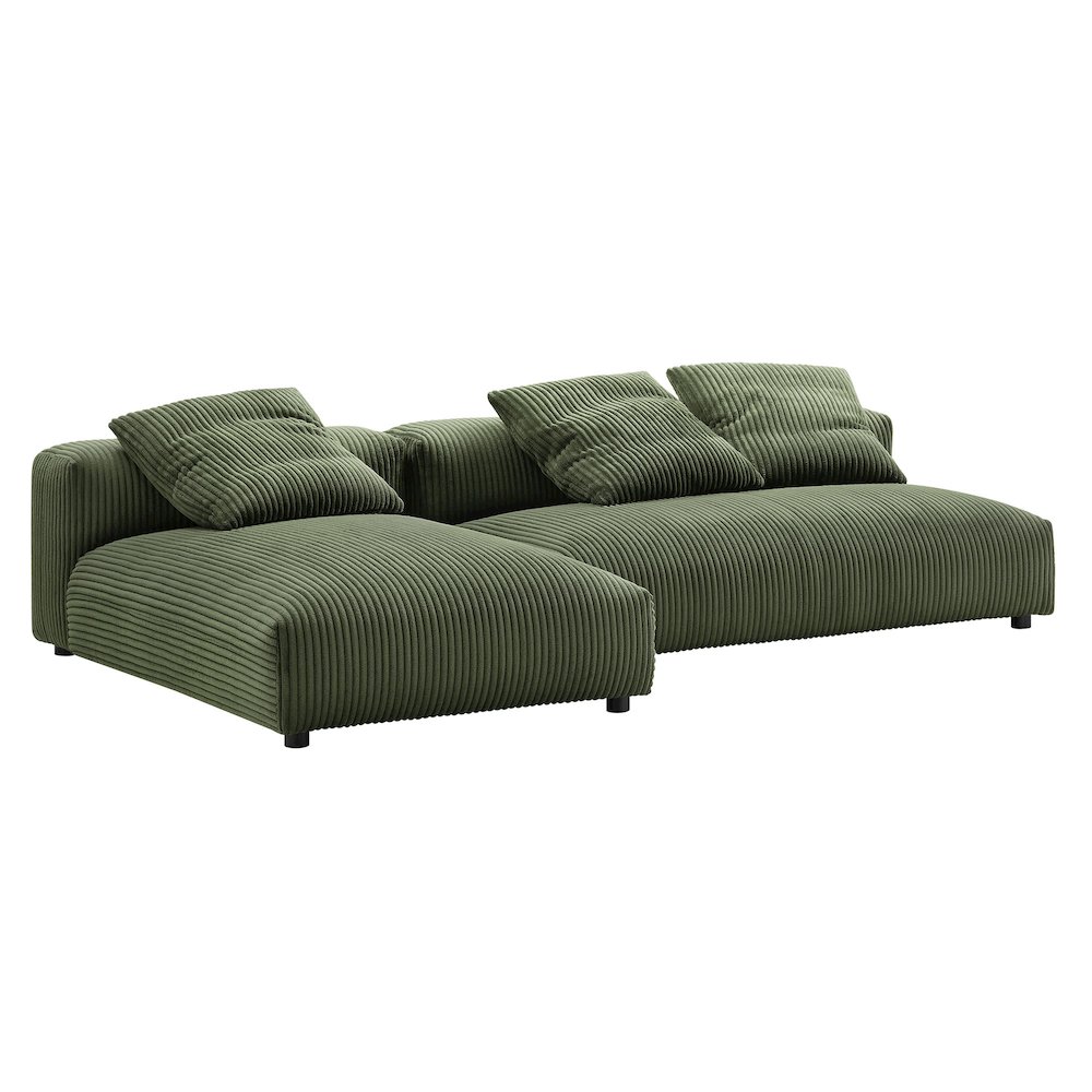 Solace 2-Piece Modular Corduroy Upholstered Sectional Sofa With Chaise. Picture 1