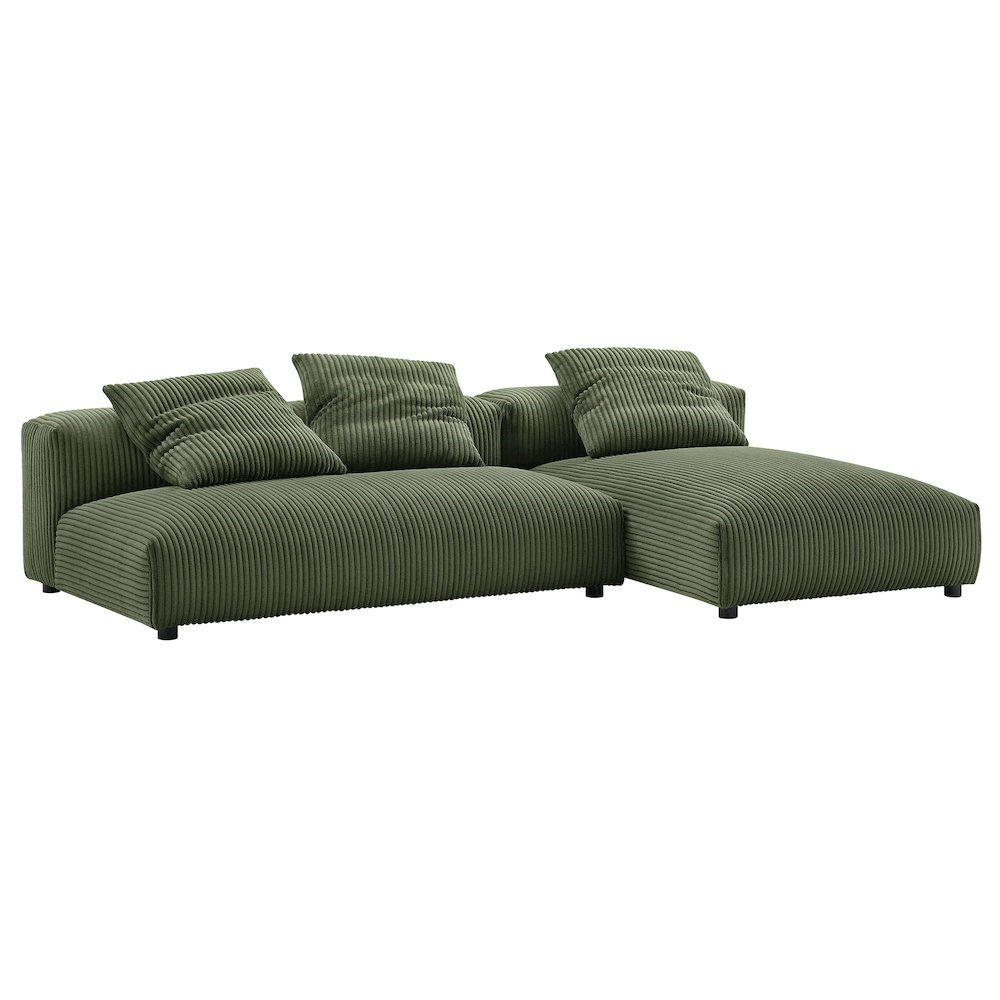 Solace 2-Piece Modular Corduroy Upholstered Sectional Sofa With Chaise. Picture 5