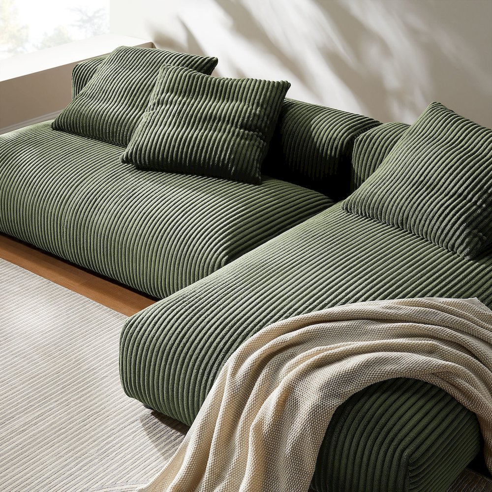 Solace 2-Piece Modular Corduroy Upholstered Sectional Sofa With Chaise. Picture 11