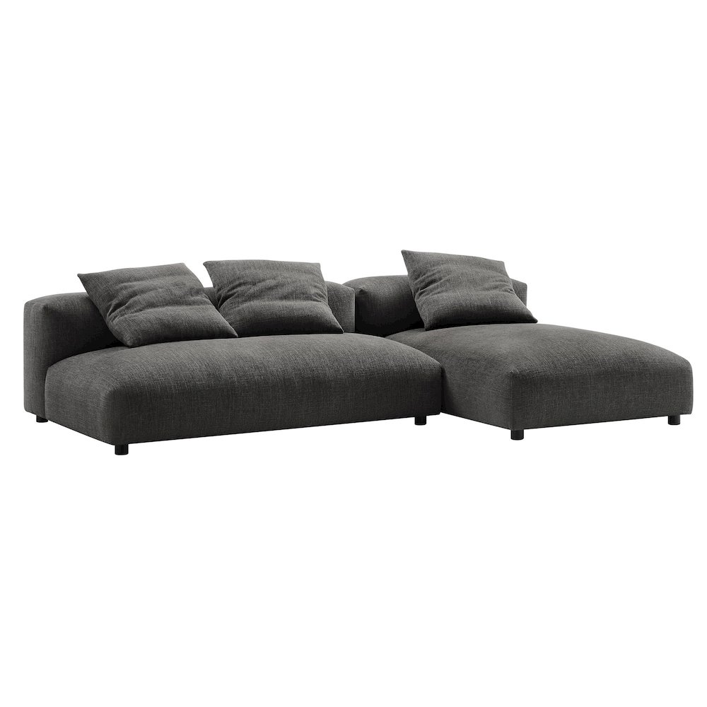 Solace 2-Piece Modular Upholstered Fabric Sectional Sofa With Chaise. Picture 1