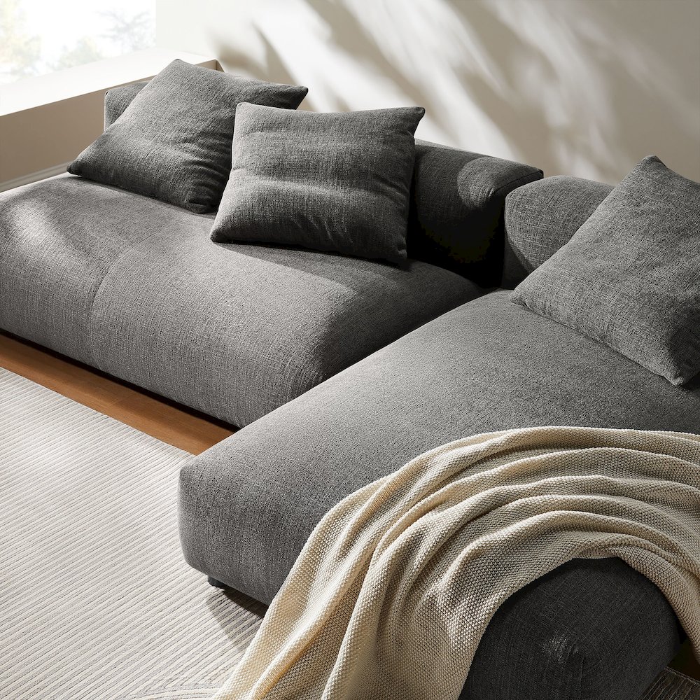 Solace 2-Piece Modular Upholstered Fabric Sectional Sofa With Chaise. Picture 11