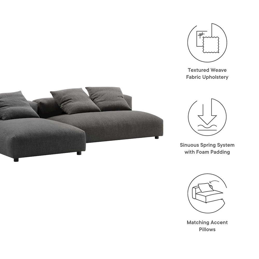 Solace 2-Piece Modular Upholstered Fabric Sectional Sofa With Chaise. Picture 2