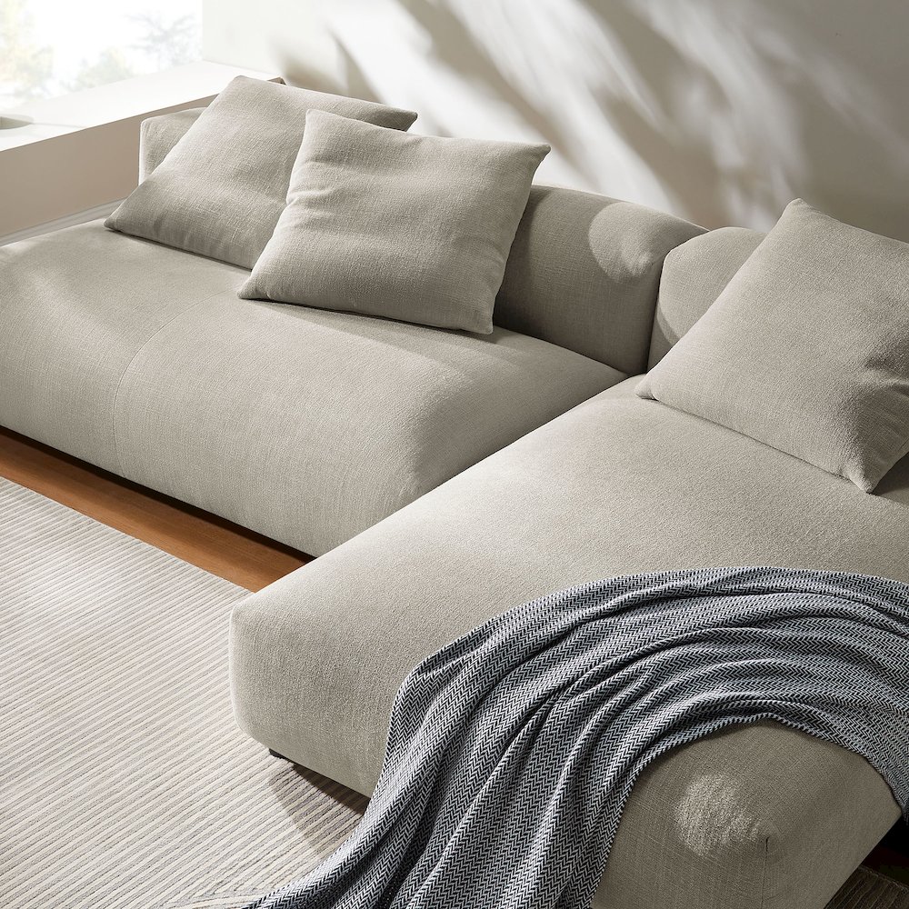 Solace 2-Piece Modular Upholstered Fabric Sectional Sofa With Chaise. Picture 11