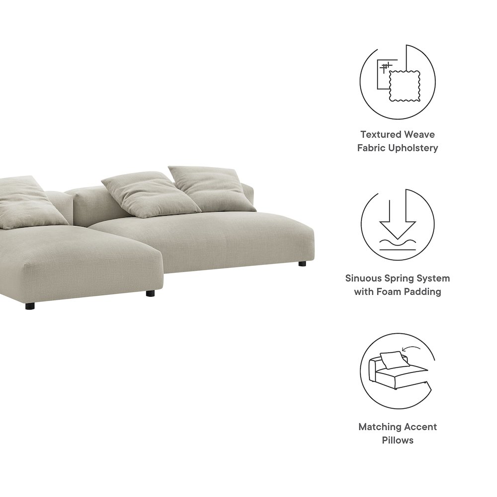 Solace 2-Piece Modular Upholstered Fabric Sectional Sofa With Chaise. Picture 2