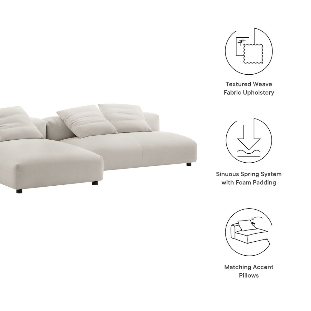 Solace 2-Piece Modular Upholstered Fabric Sectional Sofa With Chaise. Picture 2