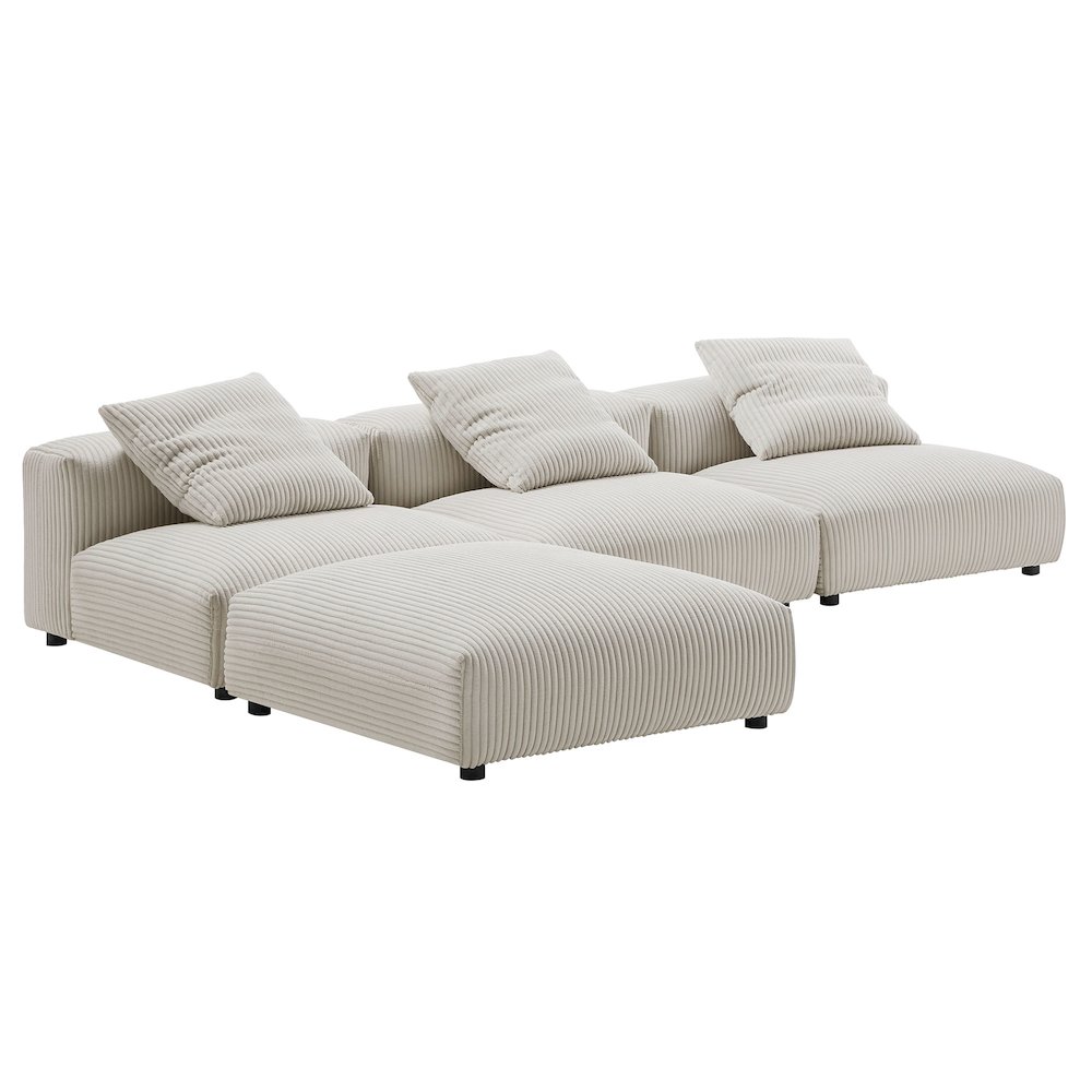 Solace 4-Piece Modular Corduroy Upholstered Sectional Sofa. Picture 4