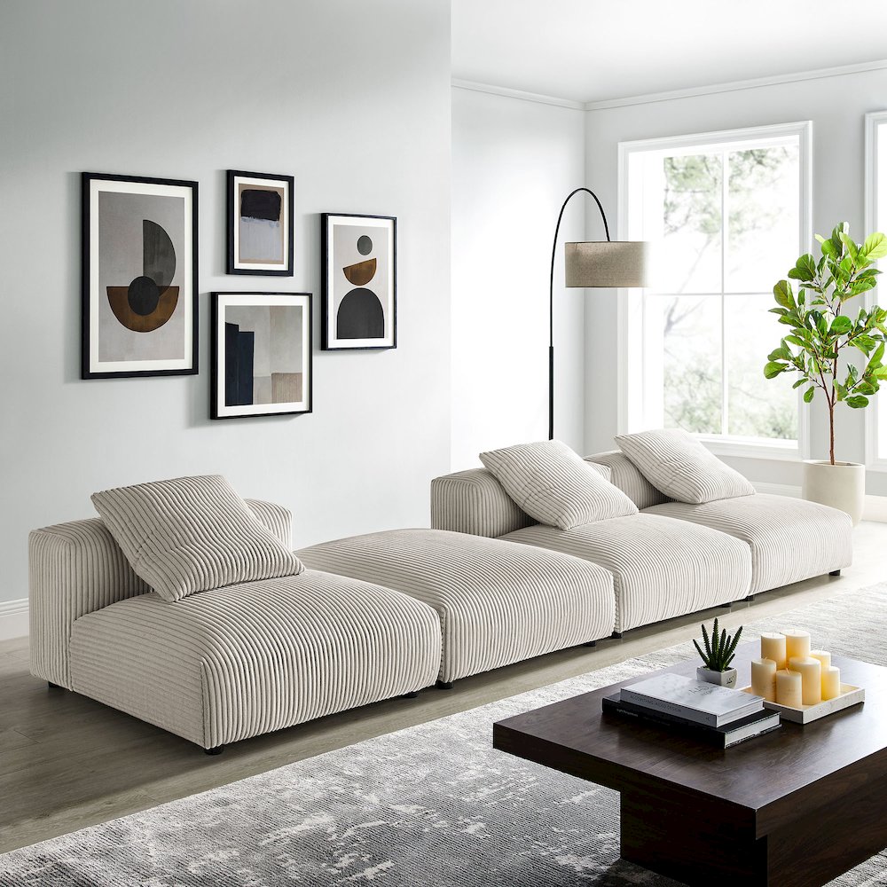 Solace 4-Piece Modular Corduroy Upholstered Sectional Sofa. Picture 10