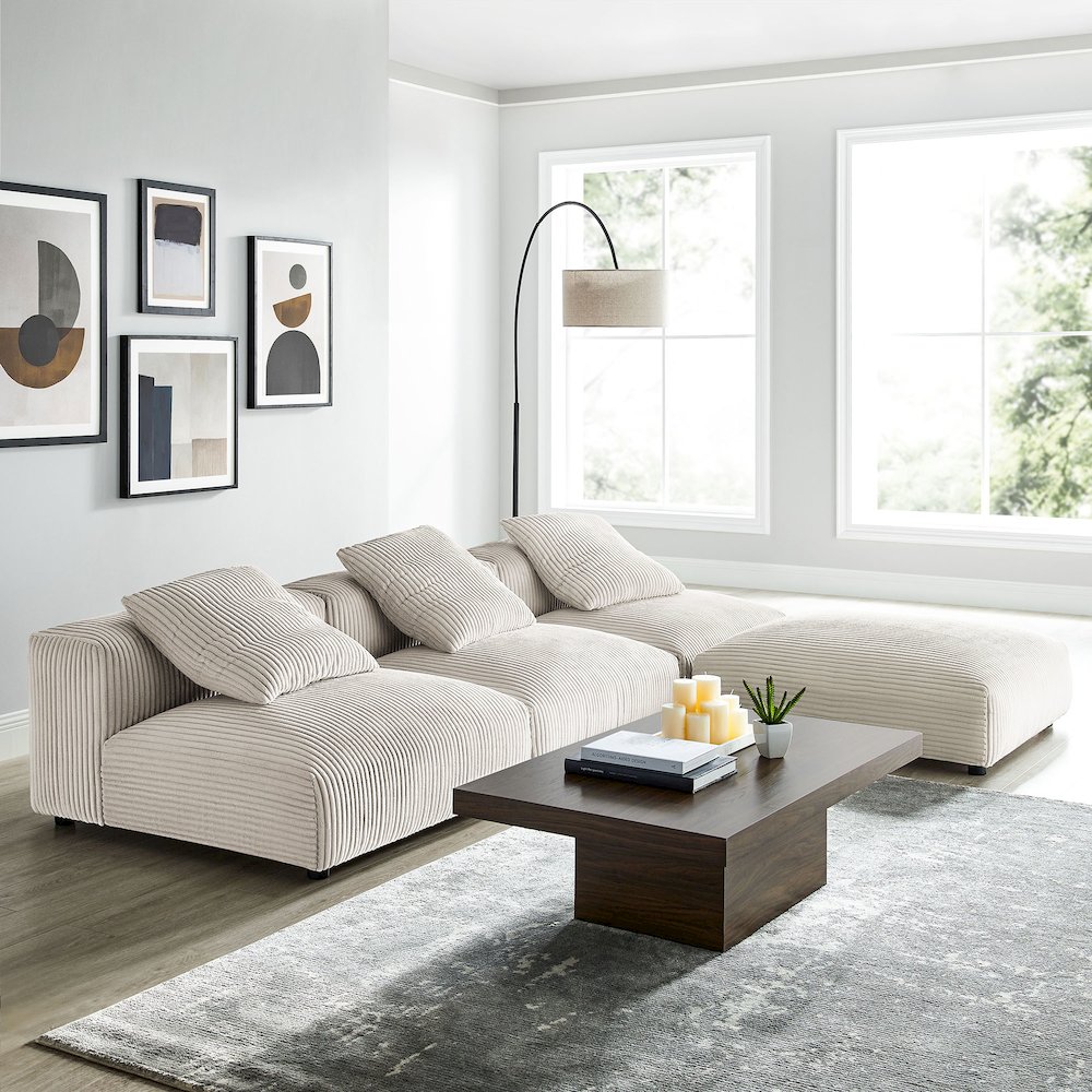 Solace 4-Piece Modular Corduroy Upholstered Sectional Sofa. Picture 12