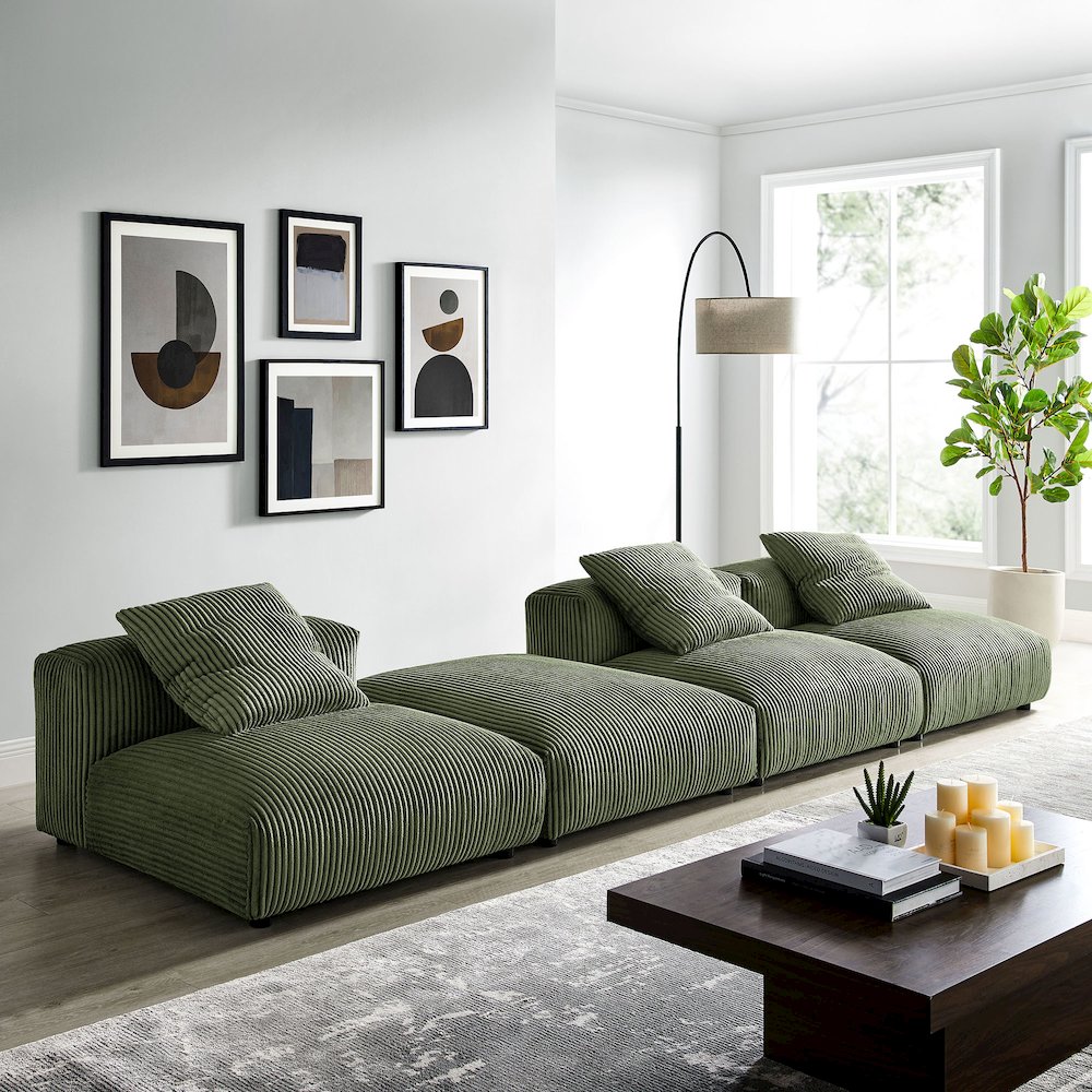 Solace 4-Piece Modular Corduroy Upholstered Sectional Sofa. Picture 10