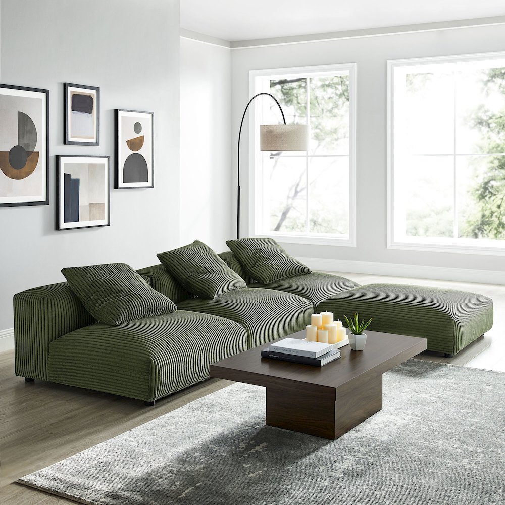 Solace 4-Piece Modular Corduroy Upholstered Sectional Sofa. Picture 12