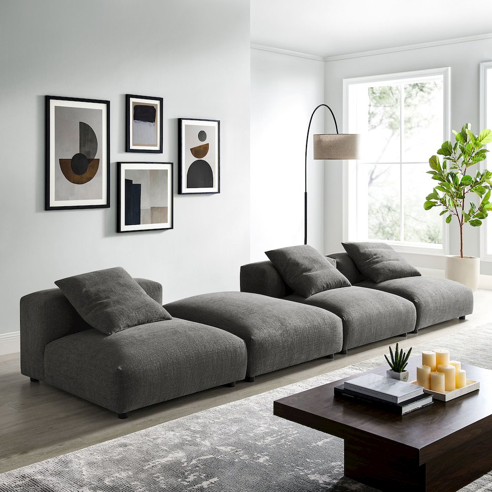 Solace 4-Piece Modular Upholstered Fabric Sectional Sofa. Picture 10