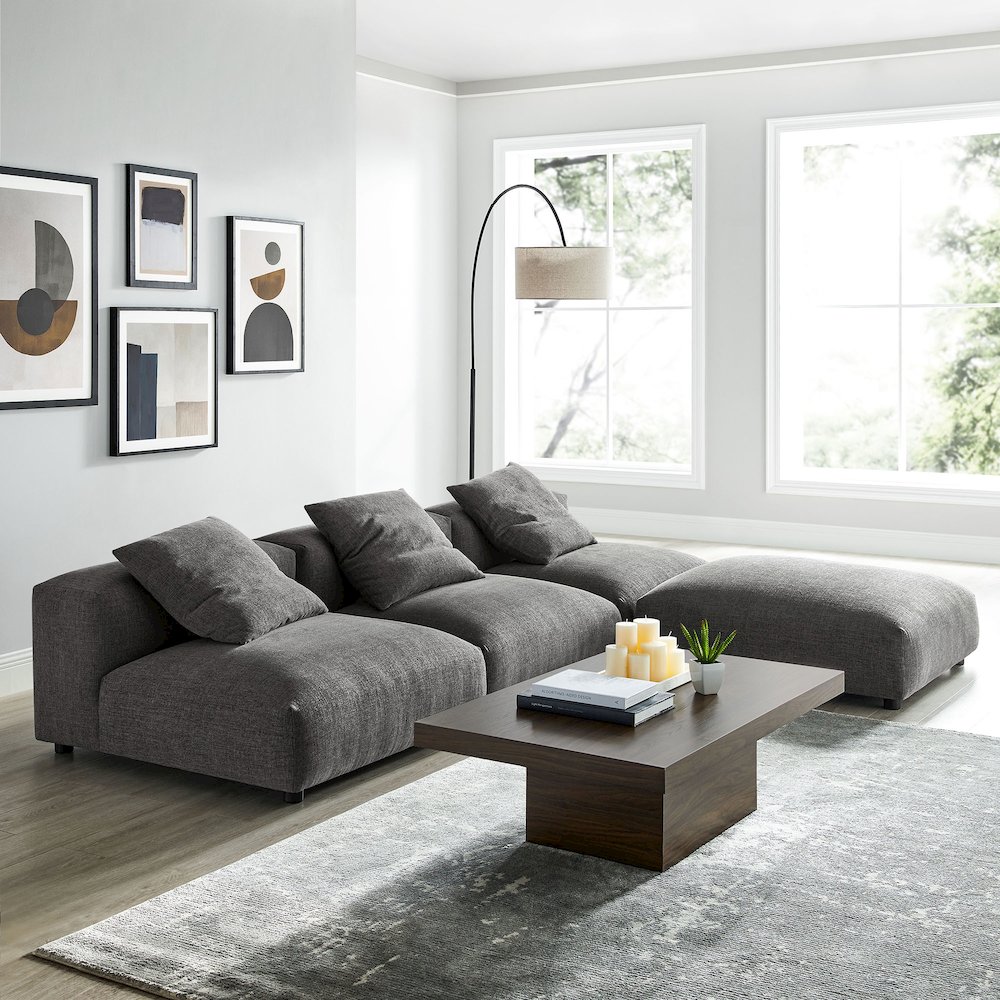 Solace 4-Piece Modular Upholstered Fabric Sectional Sofa. Picture 12