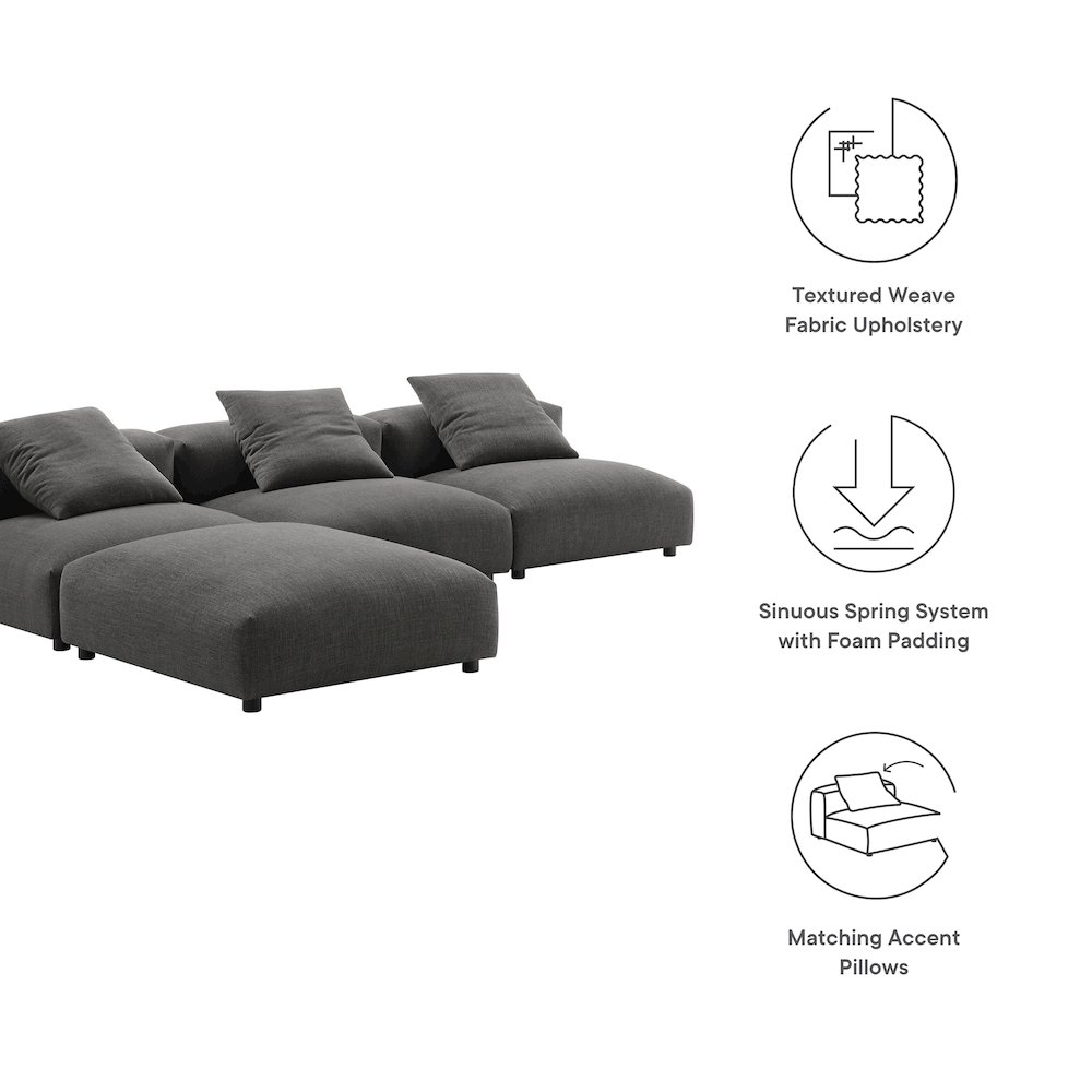 Solace 4-Piece Modular Upholstered Fabric Sectional Sofa. Picture 2