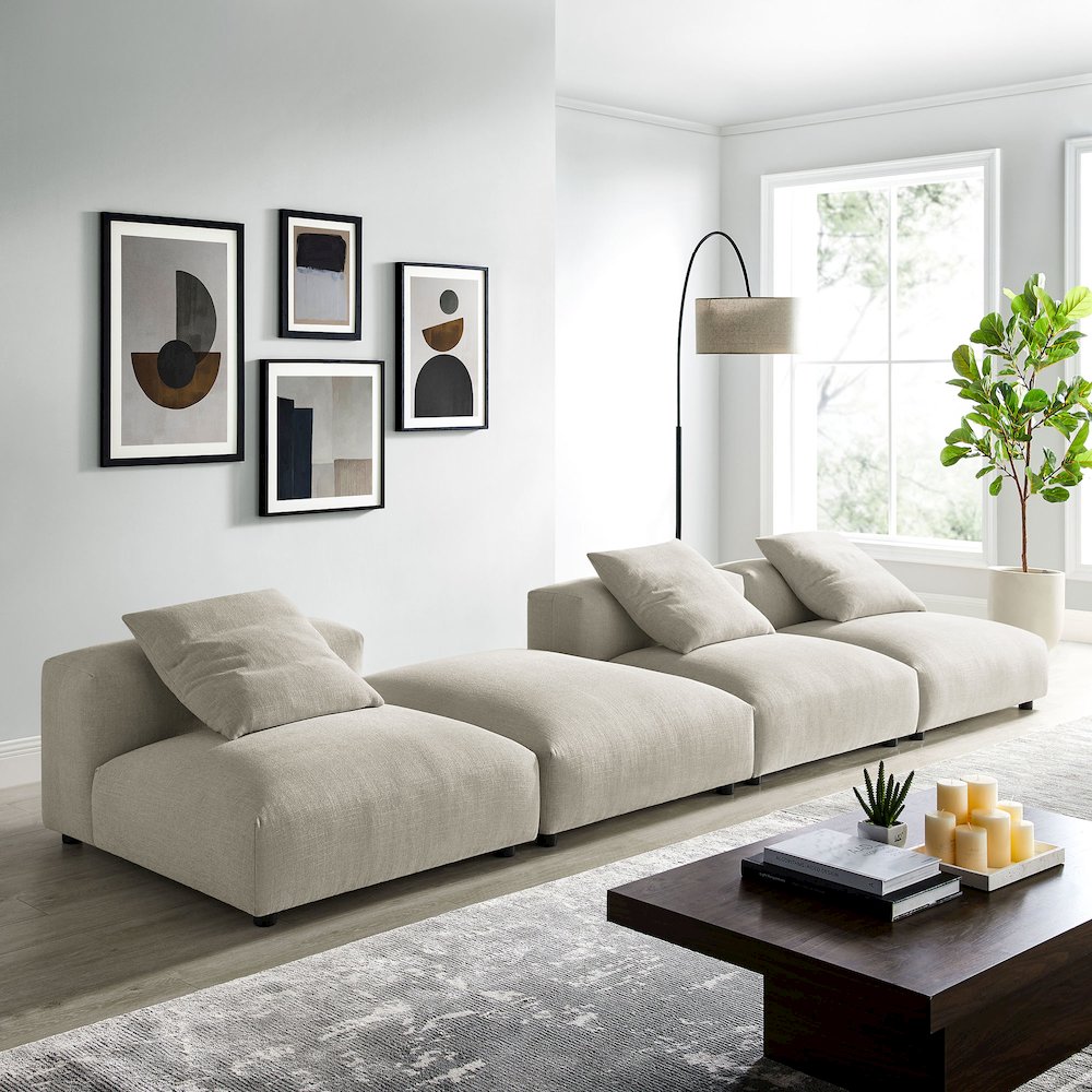 Solace 4-Piece Modular Upholstered Fabric Sectional Sofa. Picture 10