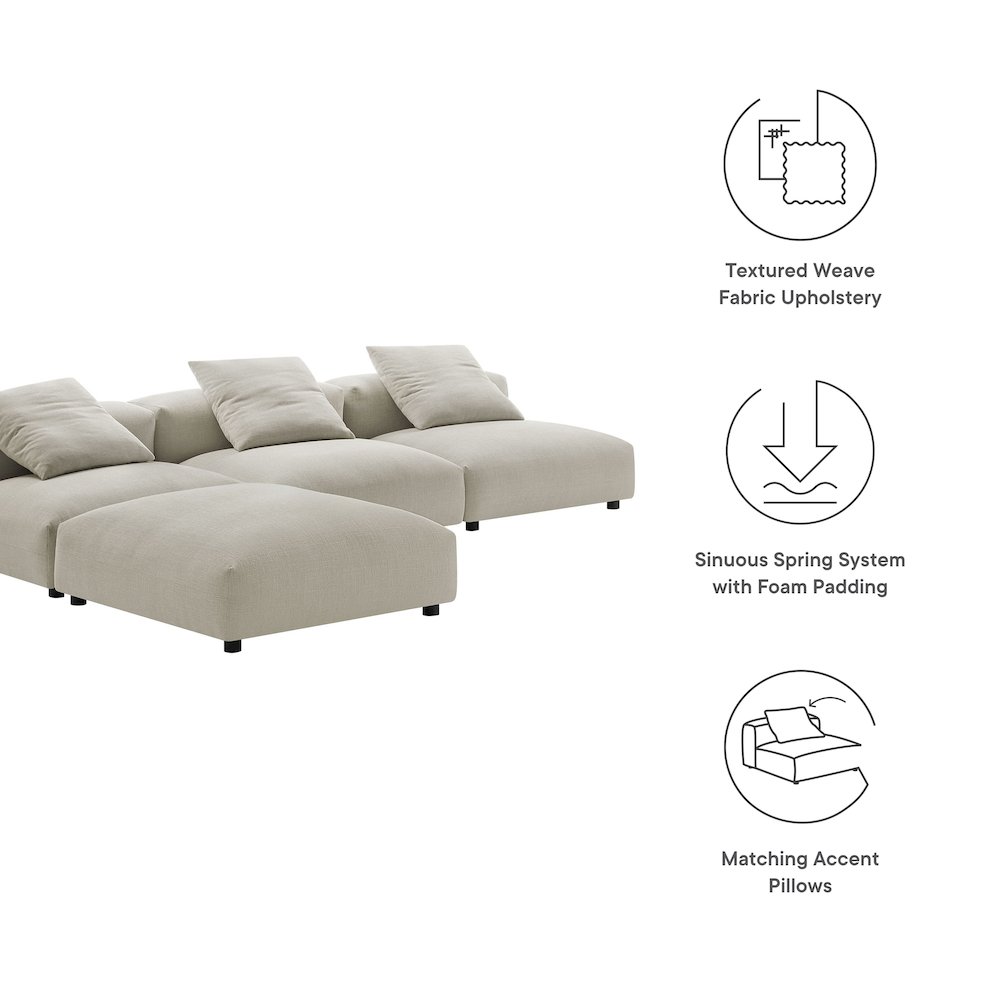 Solace 4-Piece Modular Upholstered Fabric Sectional Sofa. Picture 2