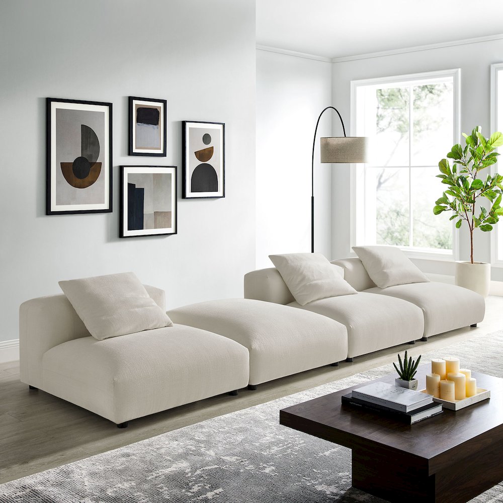 Solace 4-Piece Modular Upholstered Fabric Sectional Sofa. Picture 10