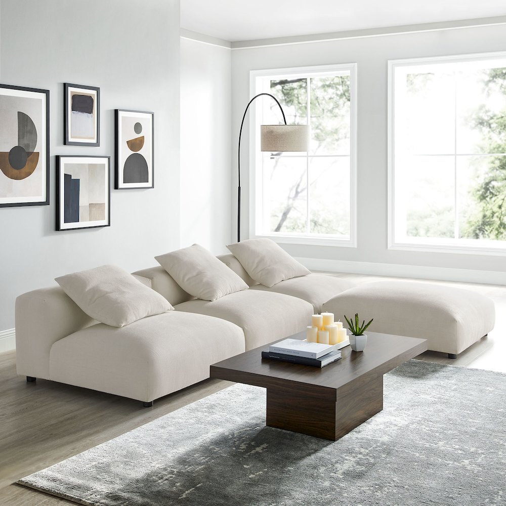 Solace 4-Piece Modular Upholstered Fabric Sectional Sofa. Picture 12