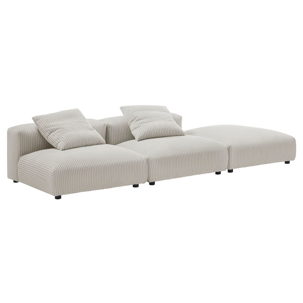 Solace 3-Piece Modular Corduroy Upholstered Sectional Sofa. Picture 3