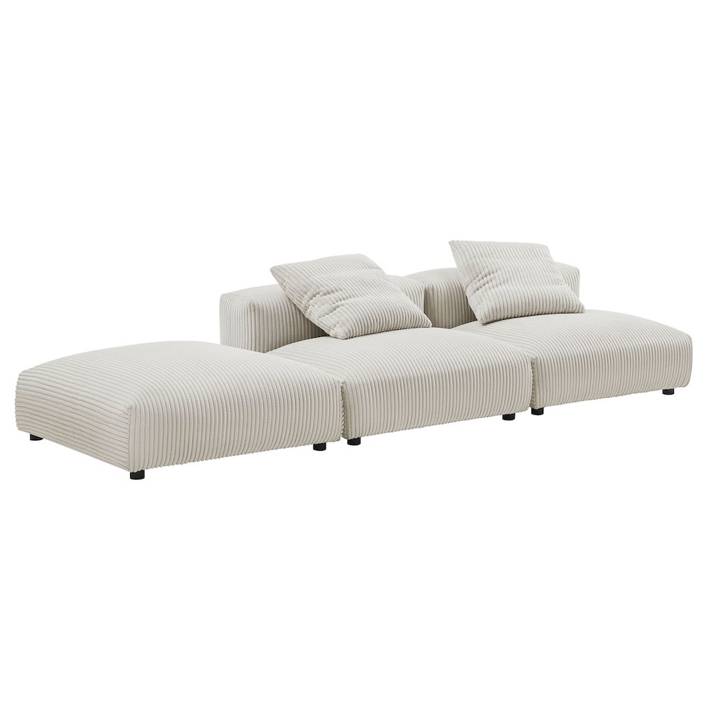 Solace 3-Piece Modular Corduroy Upholstered Sectional Sofa. Picture 4