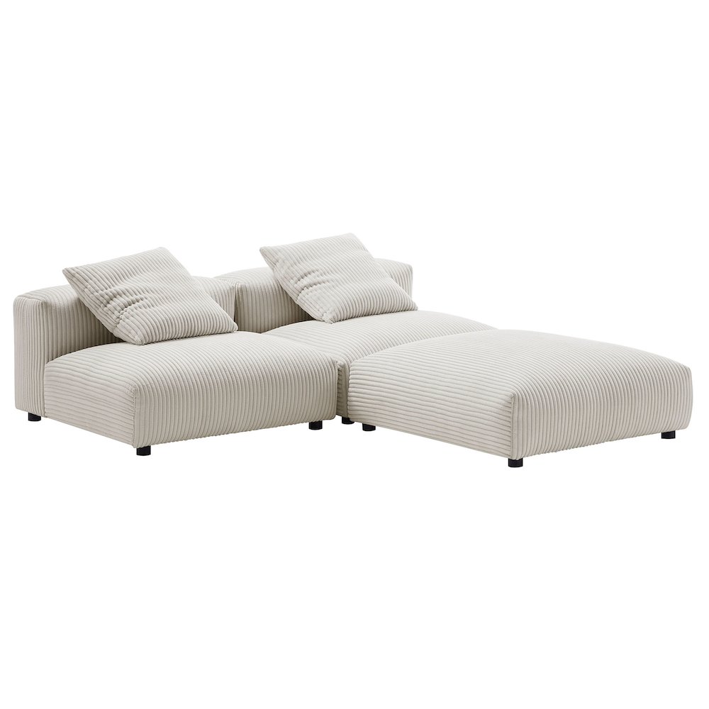 Solace 3-Piece Modular Corduroy Upholstered Sectional Sofa. Picture 5