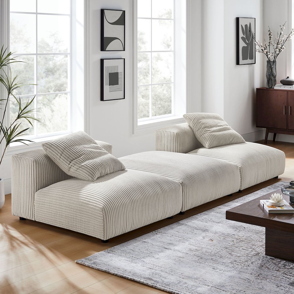 Solace 3-Piece Modular Corduroy Upholstered Sectional Sofa. Picture 12