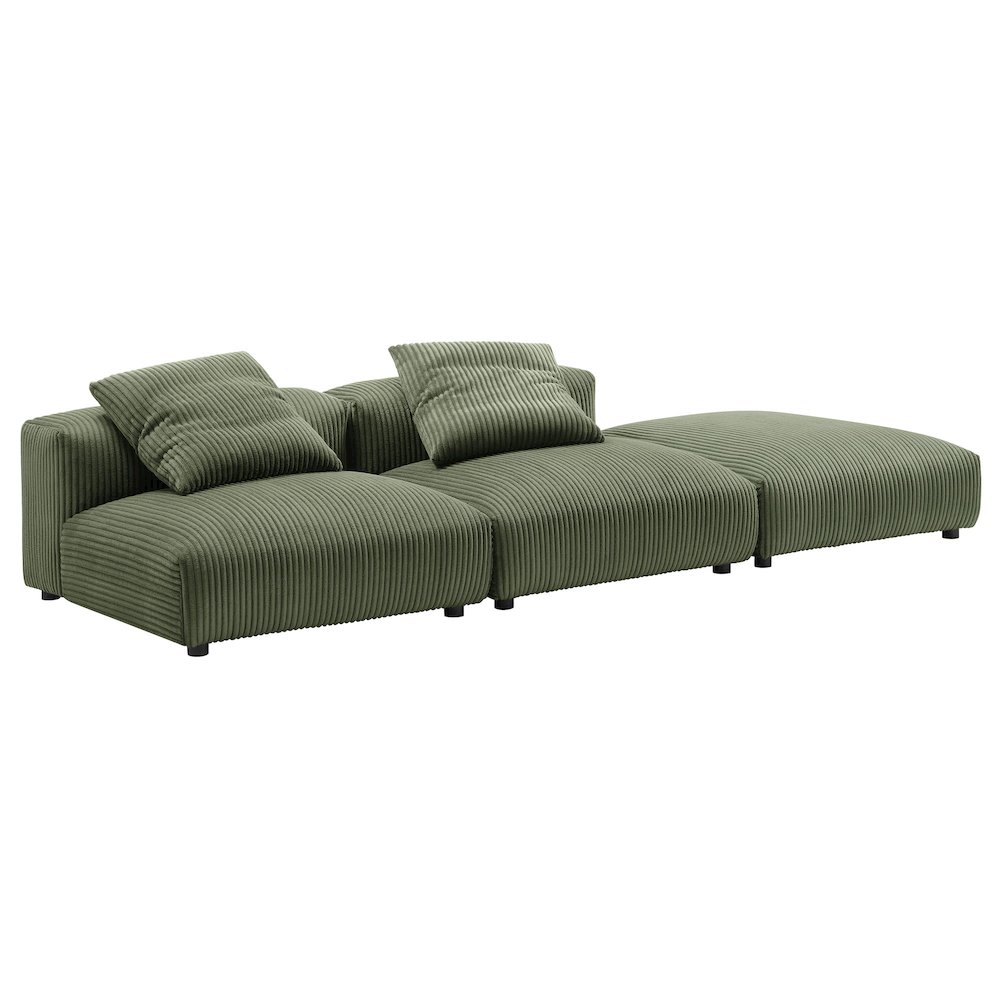 Solace 3-Piece Modular Corduroy Upholstered Sectional Sofa. Picture 3