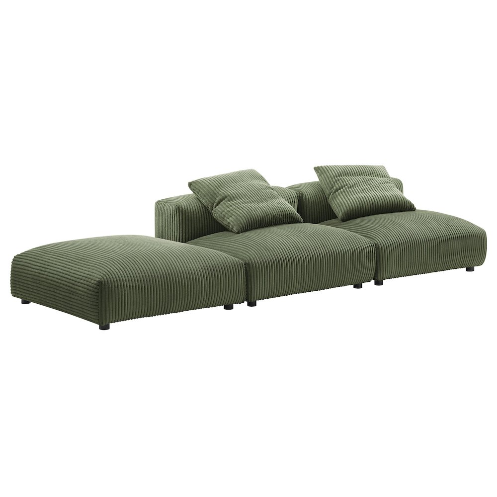 Solace 3-Piece Modular Corduroy Upholstered Sectional Sofa. Picture 4