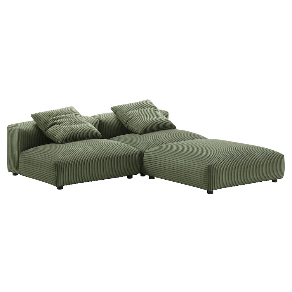 Solace 3-Piece Modular Corduroy Upholstered Sectional Sofa. Picture 5