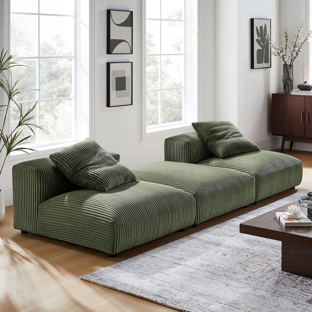 Solace 3-Piece Modular Corduroy Upholstered Sectional Sofa. Picture 12
