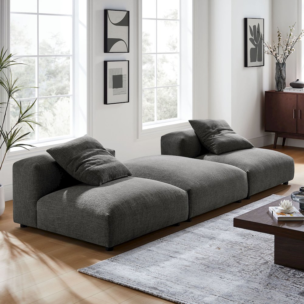 Solace 3-Piece Modular Upholstered Fabric Sectional Sofa. Picture 12