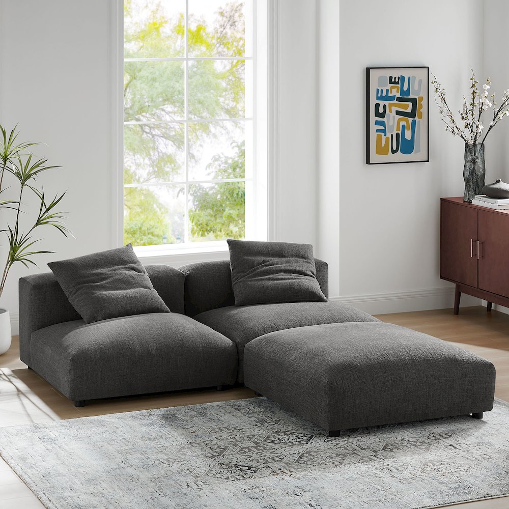 Solace 3-Piece Modular Upholstered Fabric Sectional Sofa. Picture 14