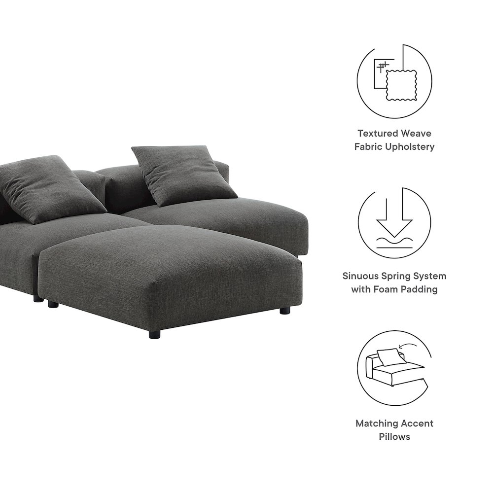 Solace 3-Piece Modular Upholstered Fabric Sectional Sofa. Picture 2