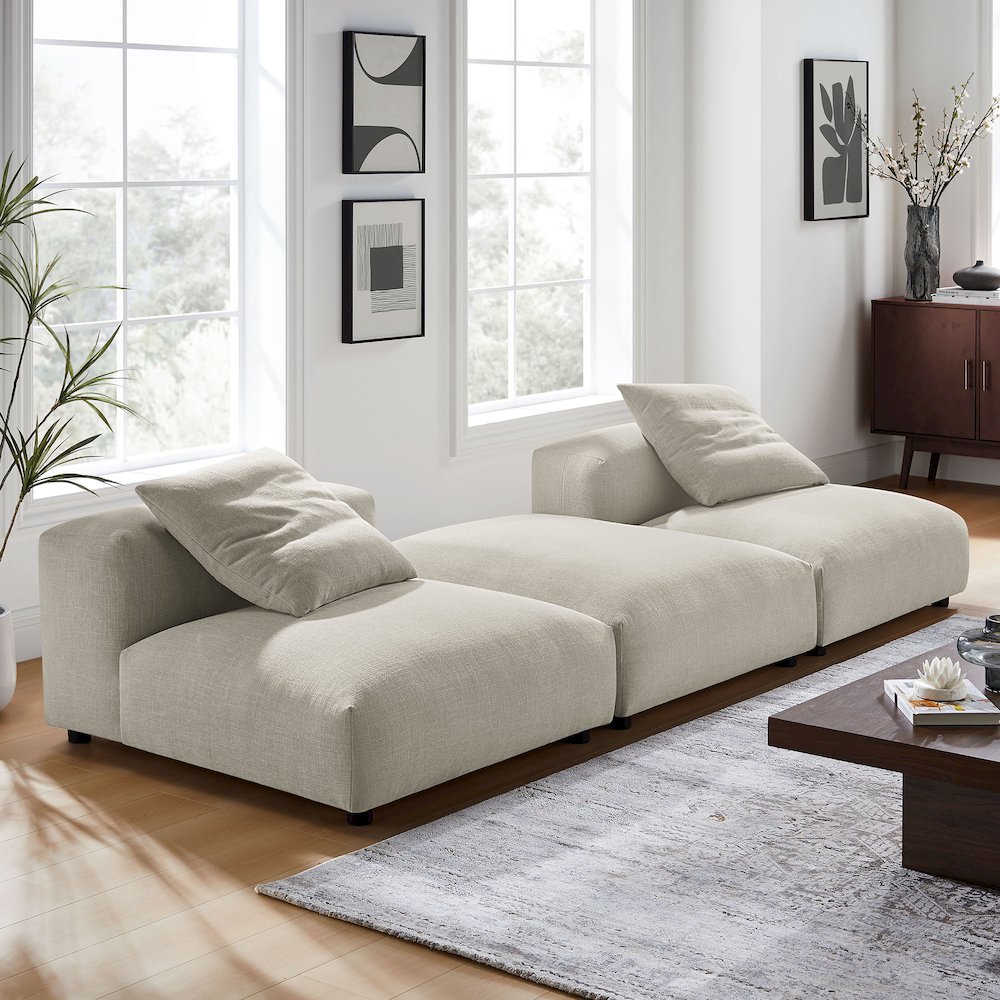 Solace 3-Piece Modular Upholstered Fabric Sectional Sofa. Picture 12