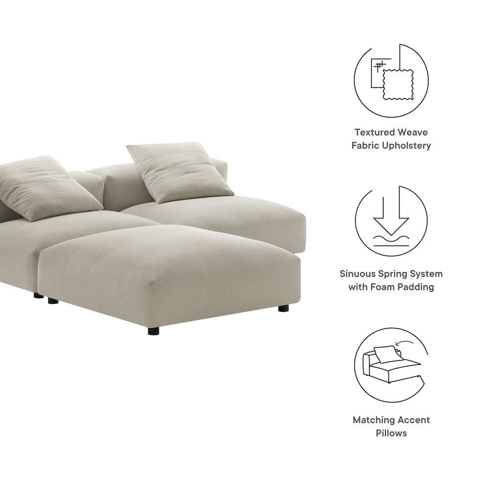 Solace 3-Piece Modular Upholstered Fabric Sectional Sofa. Picture 2