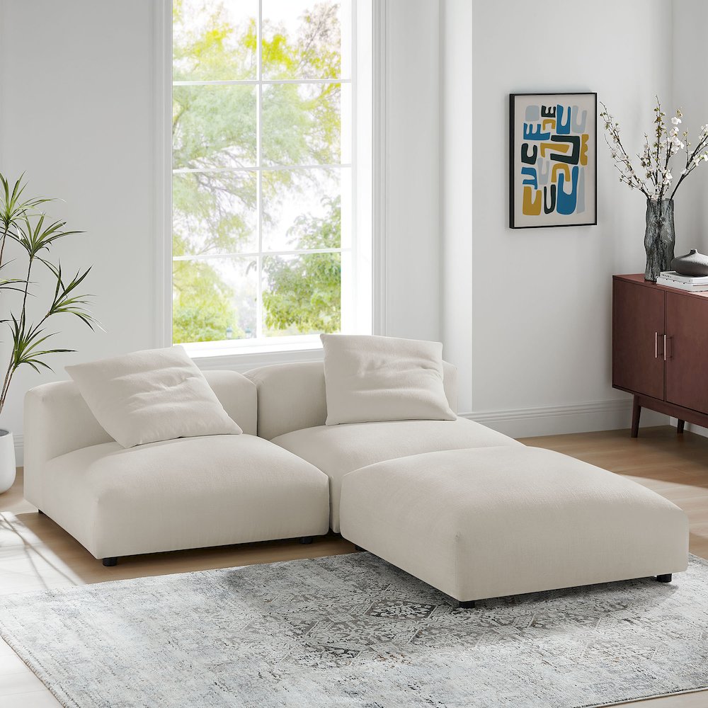 Solace 3-Piece Modular Upholstered Fabric Sectional Sofa. Picture 14