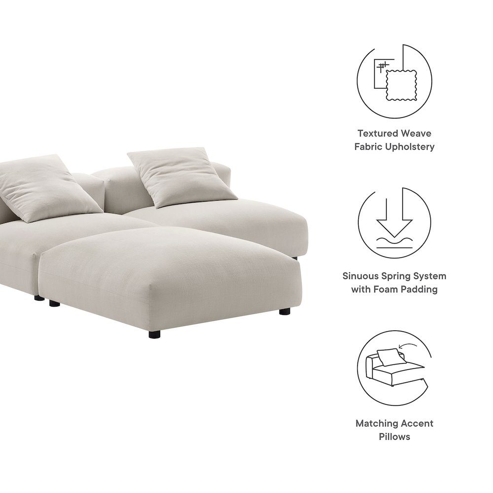 Solace 3-Piece Modular Upholstered Fabric Sectional Sofa. Picture 2