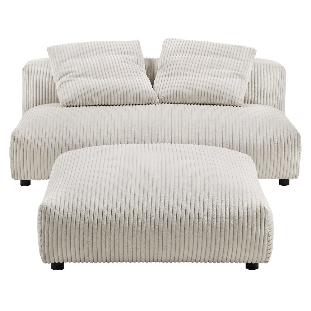 Solace Modular Corduroy Upholstered Armless Loveseat and Ottoman Set. Picture 6