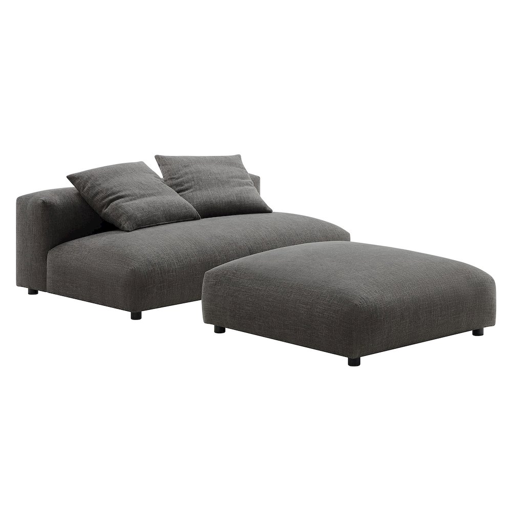 Solace Modular Upholstered Fabric Armless Loveseat and Ottoman Set. Picture 1