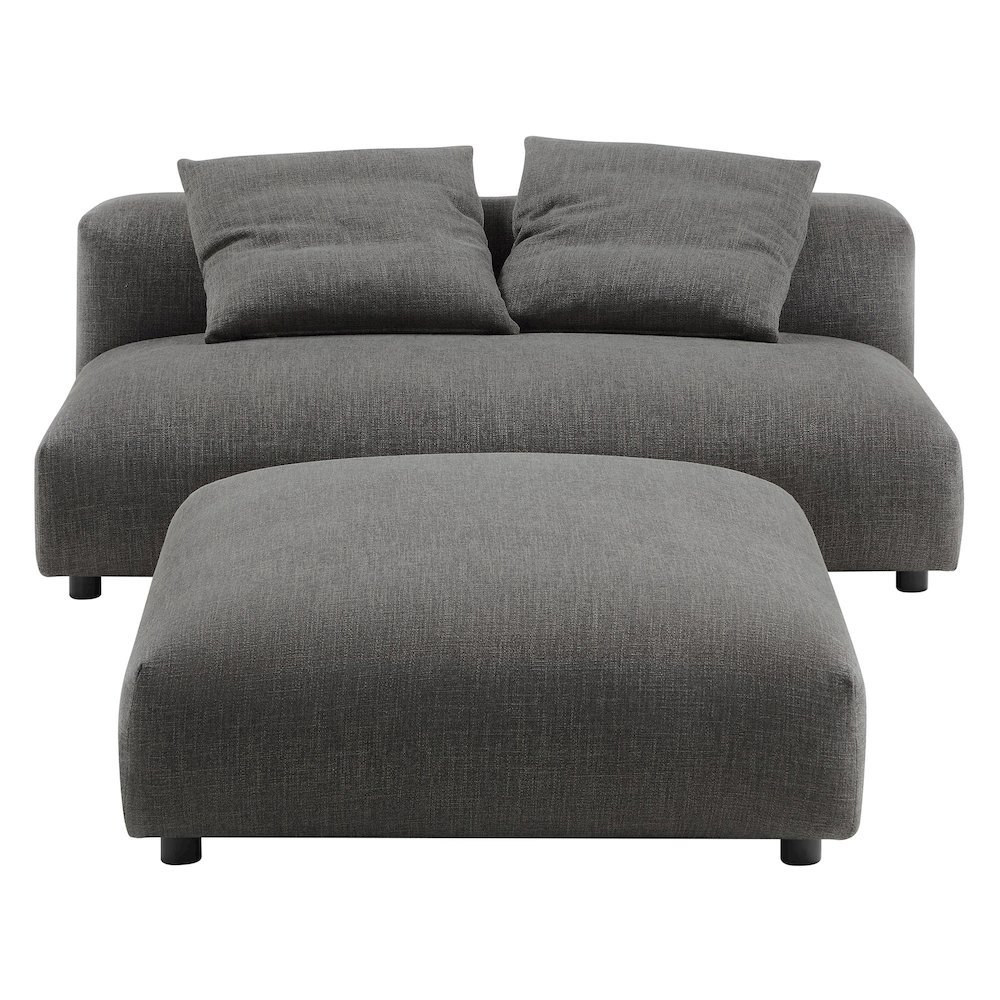 Solace Modular Upholstered Fabric Armless Loveseat and Ottoman Set. Picture 3