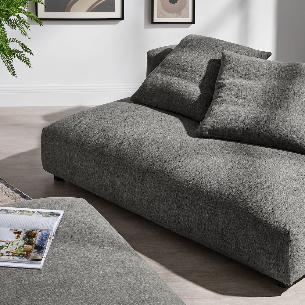 Solace Modular Upholstered Fabric Armless Loveseat and Ottoman Set. Picture 10