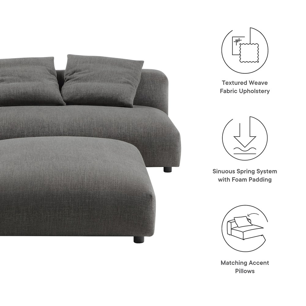 Solace Modular Upholstered Fabric Armless Loveseat and Ottoman Set. Picture 2