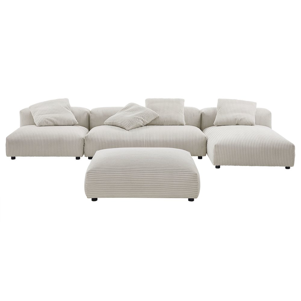 Solace 4-Piece Modular Corduroy Upholstered Sectional Sofa With Ottoman. Picture 13