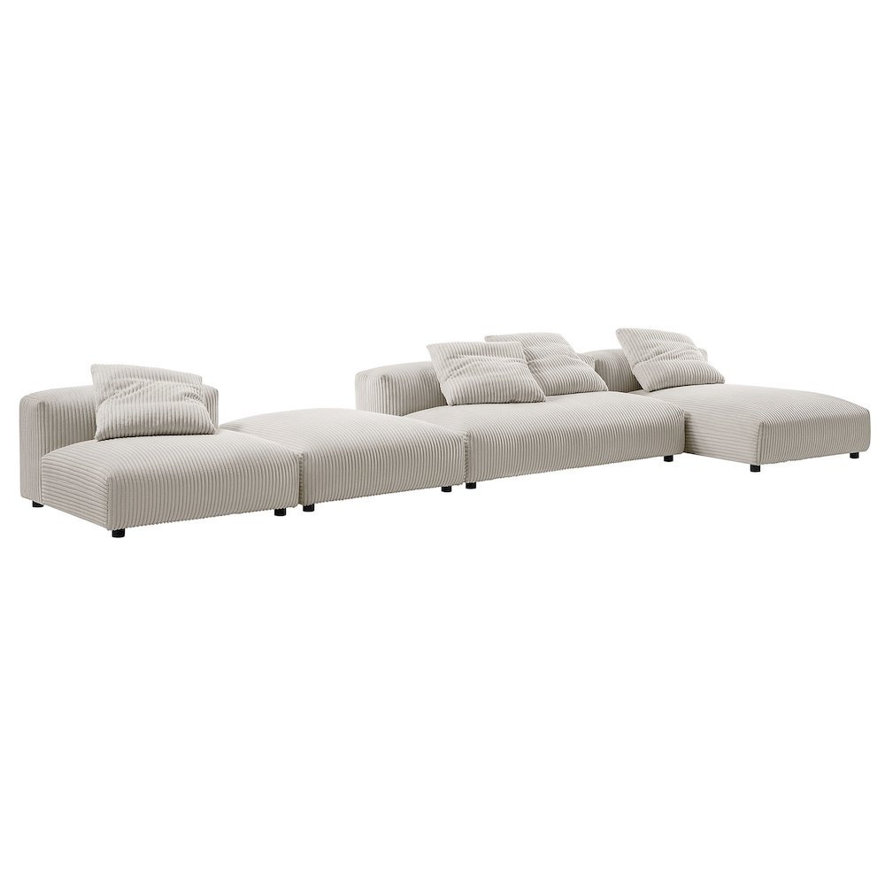 Solace 4-Piece Modular Corduroy Upholstered Sectional Sofa With Ottoman. Picture 3
