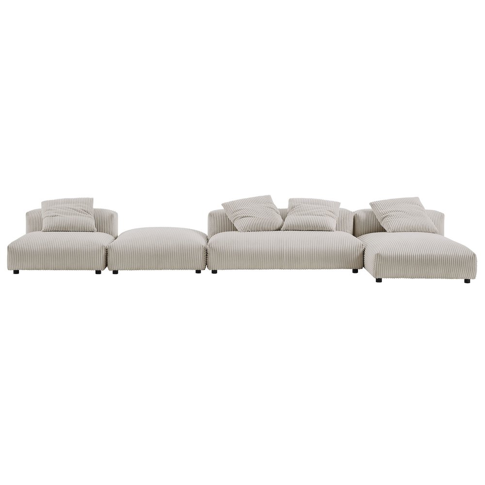 Solace 4-Piece Modular Corduroy Upholstered Sectional Sofa With Ottoman. Picture 12