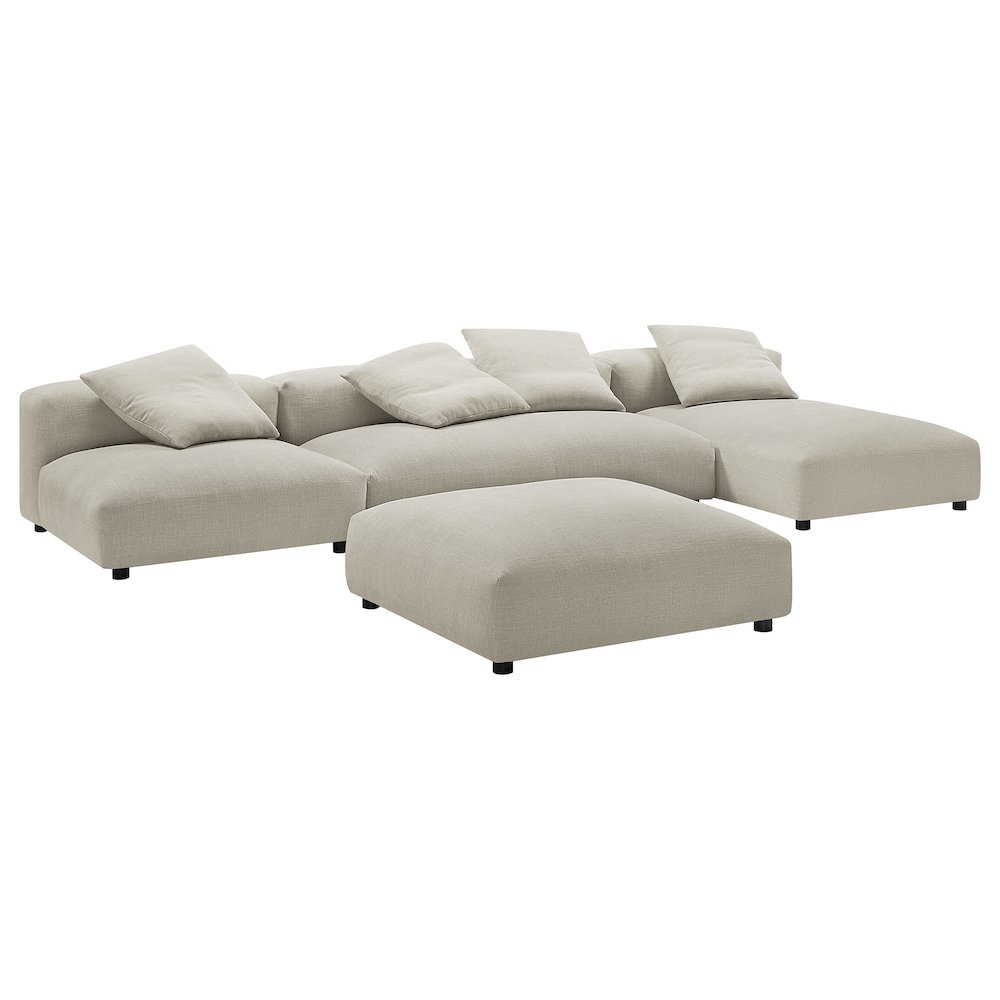 Solace 4-Piece Modular Upholstered Fabric Sectional Sofa With Ottoman. Picture 1