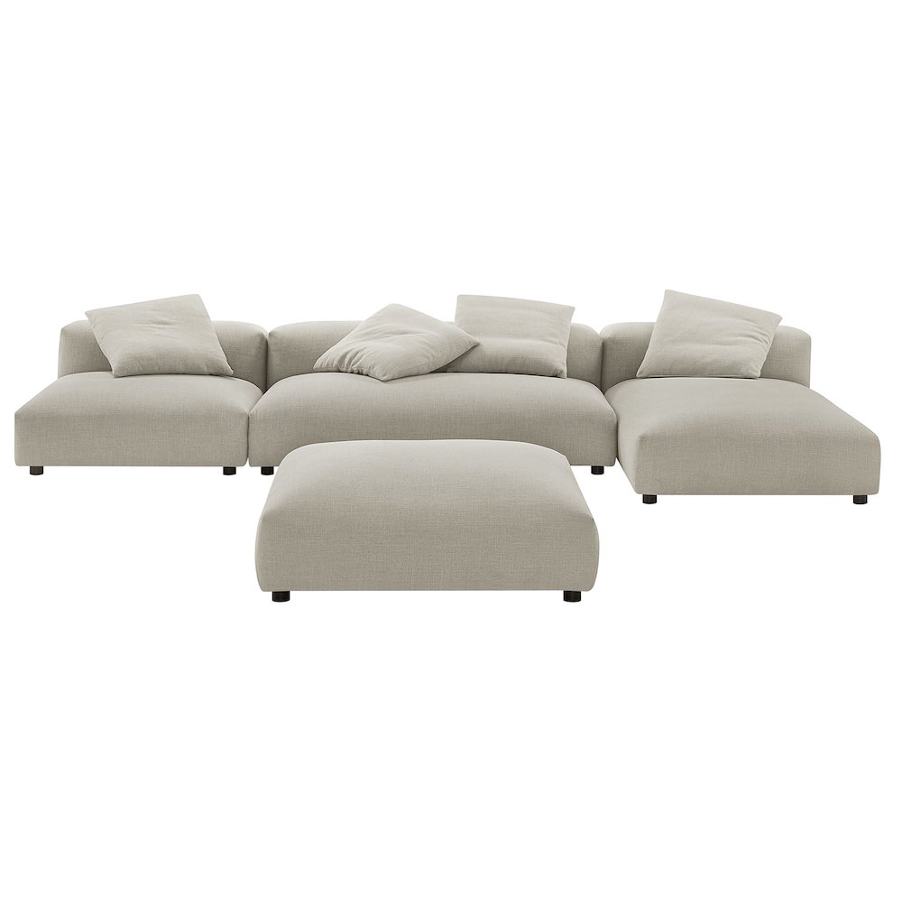 Solace 4-Piece Modular Upholstered Fabric Sectional Sofa With Ottoman. Picture 13