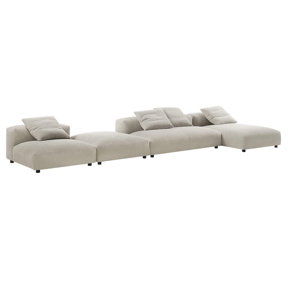 Solace 4-Piece Modular Upholstered Fabric Sectional Sofa With Ottoman. Picture 3